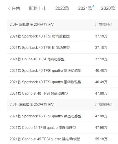 奥迪a5报价及图片2021款，奥迪r8黑武士多少钱一辆？9420